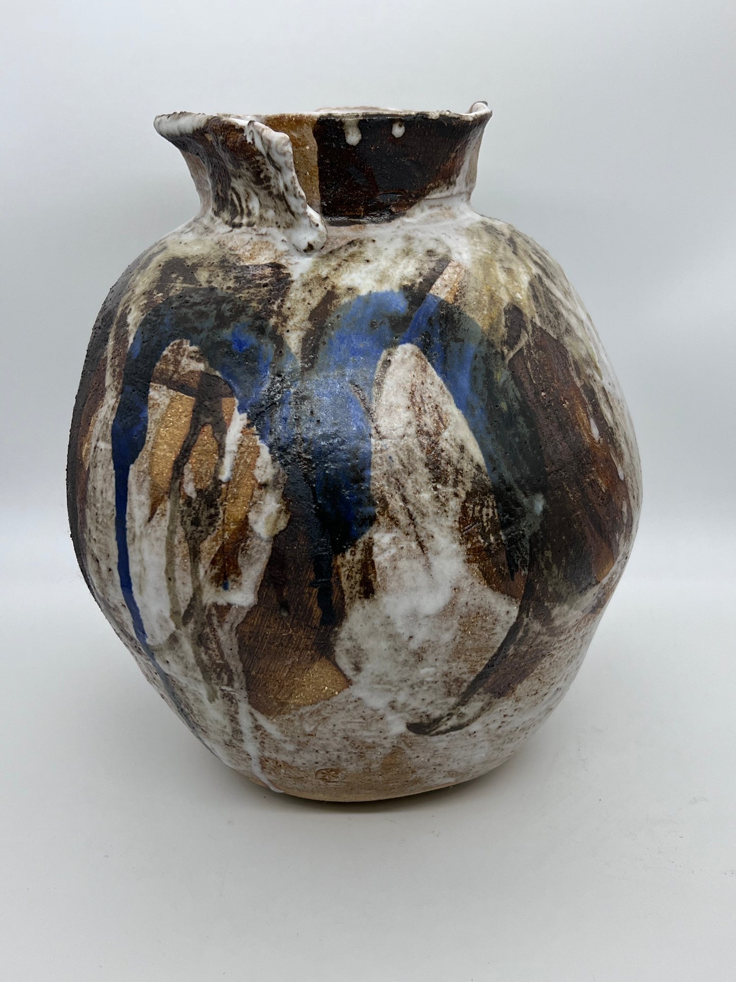 Cobalt painterly vase with torn rim